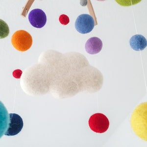 Mobile, baby, felt balls, children's room, gift, cloud, colorful image 2