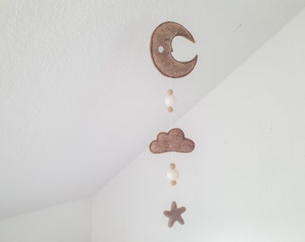 Mobile, garland, moon, cloud, star, baby, gift, birth, baptism, children's room