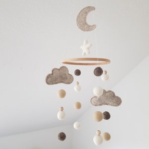 Mobile, baby, moon, clouds, gift, birth, felt