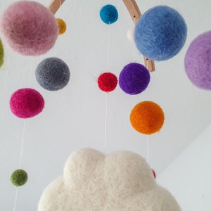 Mobile, baby, felt balls, children's room, gift, cloud, colorful image 5