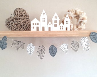 Garland, leaves, leaf garland, felt, felt garland, wall decoration