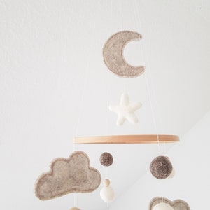 Mobile, Baby, Mond, Wolken, Geschenk, Geburt, Filz Bild 4