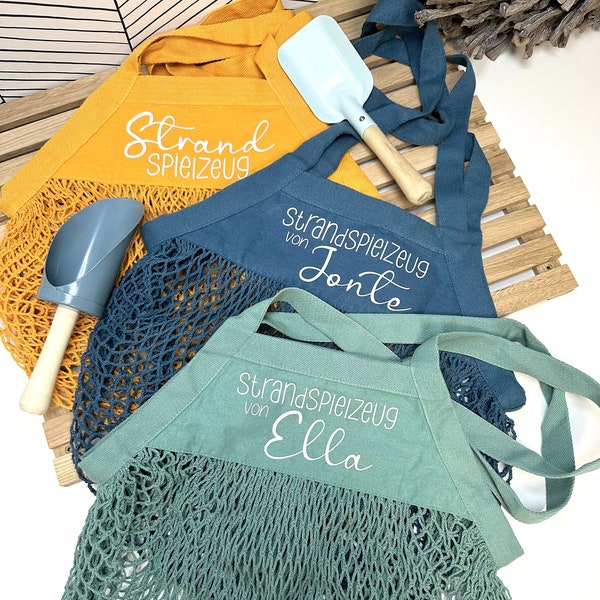 Sandspielzeig Tasche für den Strand mit Namen personalisierbar in verschiedenen Farben