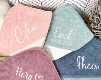 Von klein bis XXL | Kapuzenhandtuch | personalisiert | Namen | Bestickt | Handtuch | Badetuch | Geschenk | Beschriftet | verschiedene Farben