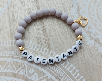 PATENTANTE  Armband mit Acrylperlen gold Armband Taufe Geburt Taufpatin Taufpate Namensarmband Patin Pate