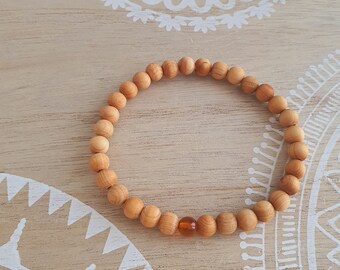 Diffuser Mala Armband Sandelholzperlen Sandelholz Sandalwood Buddhist Yoga Meditation Perlenarmband 6mm mit baltischeb Bernstein