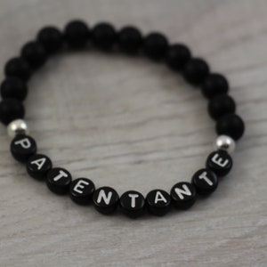 Pulsera de madrina con cuentas Polaris, texto personalizado, nombre personalizado, regalo para madrina, letras negras