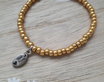 BEST MAMA Bracelet with Golden Miyuki Rocailles gold