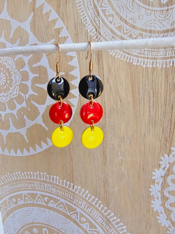 Deutschlandohrringe Ohrringe mit Emaille in schwarz, rot, gold, Deutschland  WM EM 2024 Fanartikel Deutschlandflagge must have