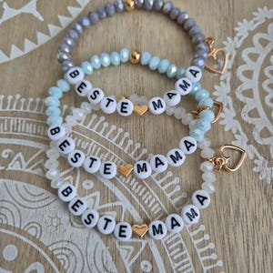Beste Mama Armband mit Glasperlen roségold Perlenarmband wahlweise in mint weiß grau Mutter Muttertag Namensarmband