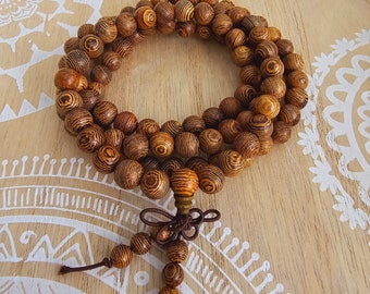 Tibetische Gebetskette Buddhist Yoga Meditation Mala Halskette Armband Holzperlen 108