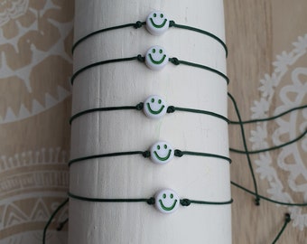 Macramé Bracelet Smiley Smile Happy Fun green