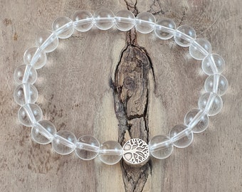 ॐ Klarheit ॐ Bergkristall Armband  ॐ OM ॐ Bergkristall Baum des Lebens Yoga Armband Perlenarmband