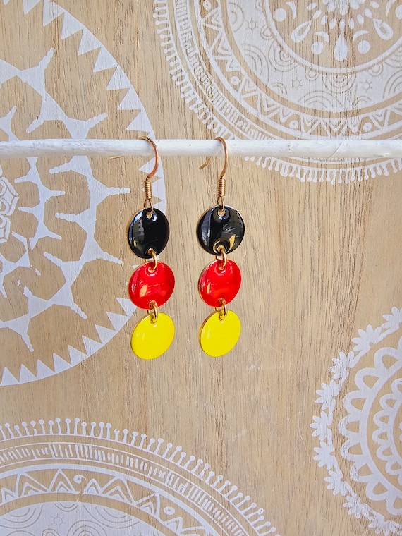 Deutschlandohrringe Ohrringe mit Emaille in schwarz, rot, gold, Deutschland  WM EM 2024 Fanartikel Deutschlandflagge must have