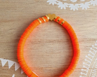 Trendy PLAYA Armband mit Katsuki Perlen orange neon und gold IBIZA Style Perlenarmband Heishi