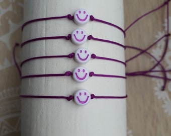 Macramé Bracelet Smiley Smile Happy Fun purple