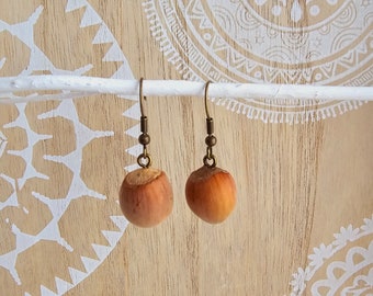 Boucles d'oreilles noisettes naturelles - pure nature