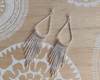 Boucles d'oreilles en laiton boucles d'oreilles à franges Boho Ethnic 925 plaqué argent