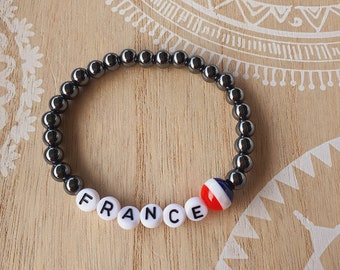 Armband France Frankreich Paris Hämatit Wunschtext