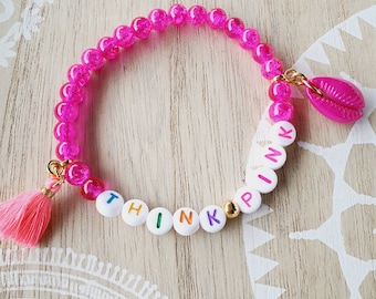 Armband HOT PINK - Think Pink - Wunschtext Namensarmband