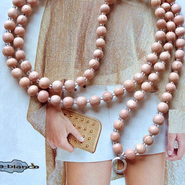 Mala ⋆ Rosenholz ⋆ für Charms Braun Beige Ring Silber Kette Holzkette Charmträger Y-Kette Yoga Holzperlen