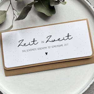 Zeit zu Zweit Gutscheinverpackung GEPUNKTET / Konzertkarten, Tickets, Gutschein / Wunscherfüller / Gutscheinkarte Din Lang Geburtstag
