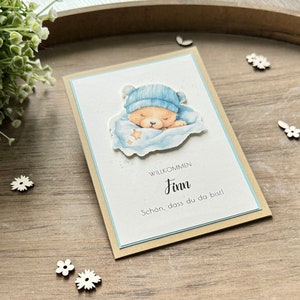 Karte zur Geburt personalisiert mit Name / Babykarte / Junge
