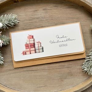 Gutschein Verpackung GESCHENKE ROT GRÜN / Konzertkarten, Tickets, Geld / Wunscherfüller / Gutscheinkarte Din Lang Weihnachten