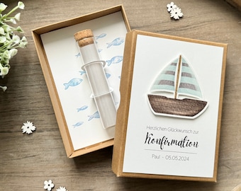 Wunscherfüller zur Konfirmation mit Name personalisiert / Geldgeschenk Junge Geschenkverpackung