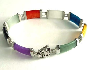 Colorful Vintage Jade Bracelet
