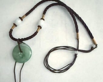 Symbol of Heaven "Bi" Jade Pendant Necklace + Gift