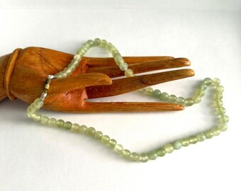 Translucent Green Chinese Jade 18" Bead Necklace
