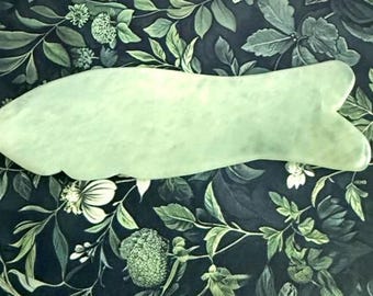 Chinese Medicine  Jade Gua Sha Tool Chinese Medicine "Scraping "Wavy Fish" Water Element