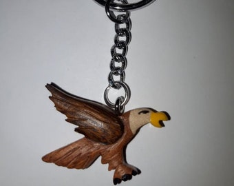 Schlüsselanhänger Adler, aus Holz, 8 cm, Tier Tiere Weißkopfseeadler