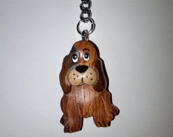 Schlüsselanhänger Hund, aus Holz, 8 cm, Tier Tiere Hunde Welpe