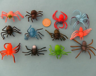 Aufnäher, 12 Spinnen, ca. 6 cm, Hartgummi, Applikation, Annäher, Tiere