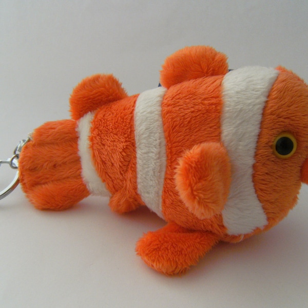 Schlüsselanhänger Clownfisch, aus Plüsch, 14 cm, Tier Tiere Wassertiere