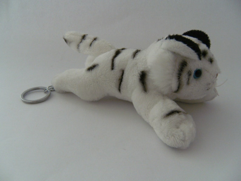 Llavero Tigre, blanco, hecho de felpar, 14 cm, Animales animales, Animal salvaje imagen 1