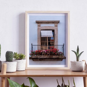 Querétaro, Mexico, a pretty window on a blue Wall, Photography, Wall Art, Print, Digital Download
