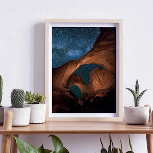 Arches National Park, Double Arch, Utah, Wandkunst, Landschaftsfotografie, Nacht, Sterne, Milchstraße, Südwesten, Digitaler Download