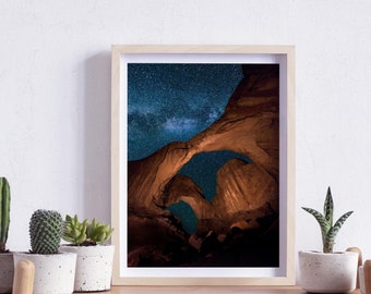 Double Arch Milky Way, Arches National Park Utah | Night Sky Wall Art Digital Download