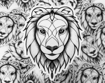 Aufkleber Löwenkopf fineline schwarz transparent Löwe