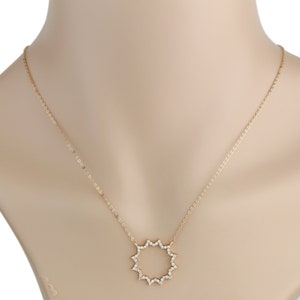 Rose, Silver or Gold Tone Necklace with Sparkling Crystal Celestial Sun Burst Pendant, Timeless Gift for Women, Ladies, Teens and Girls
