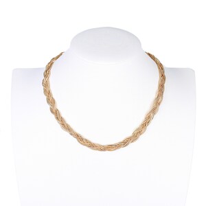 Sophisticated Gold Tone Multi Strand Inter-Woven Necklace, Timeless Gift for Women, Ladies, Teens and Girls