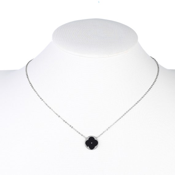 BLACK and WHITE Clover Gold Tone Necklace