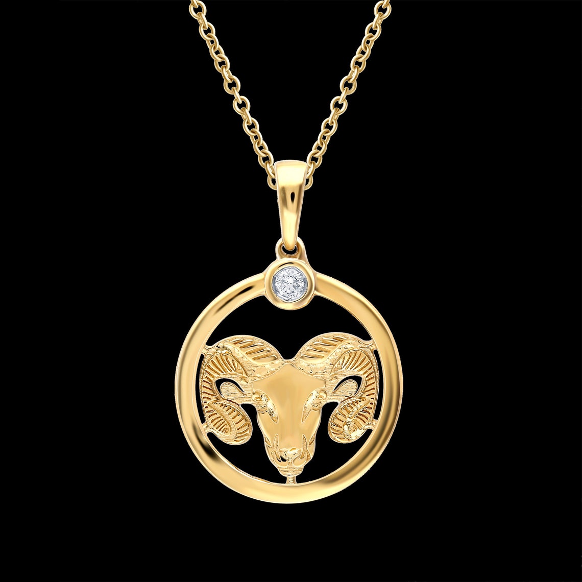 Designer ARIES Zodiac Sign Diamond Pendant Necklace Etsy