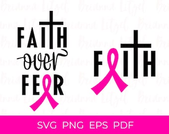 Cáncer de mama svg Cinta contra el cáncer svg Fe svg Fe sobre el miedo svg Concientización sobre el cáncer de mama svg