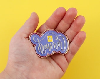 Tangled Rapunzel Inspired Enamel Pin, Lapel Pin, Magic, Typography, Dreamer Pin, Handlettered, Disney Pin, Glitter Pin
