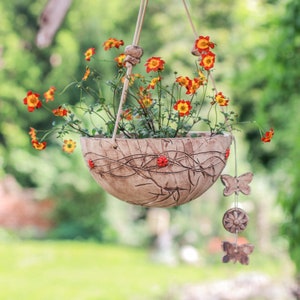 Hanging basket Margerit red 28 cm, flower pot, plant pot, planter, garden ceramics, with drainage hole, direct planting, hanging basket, plant pot