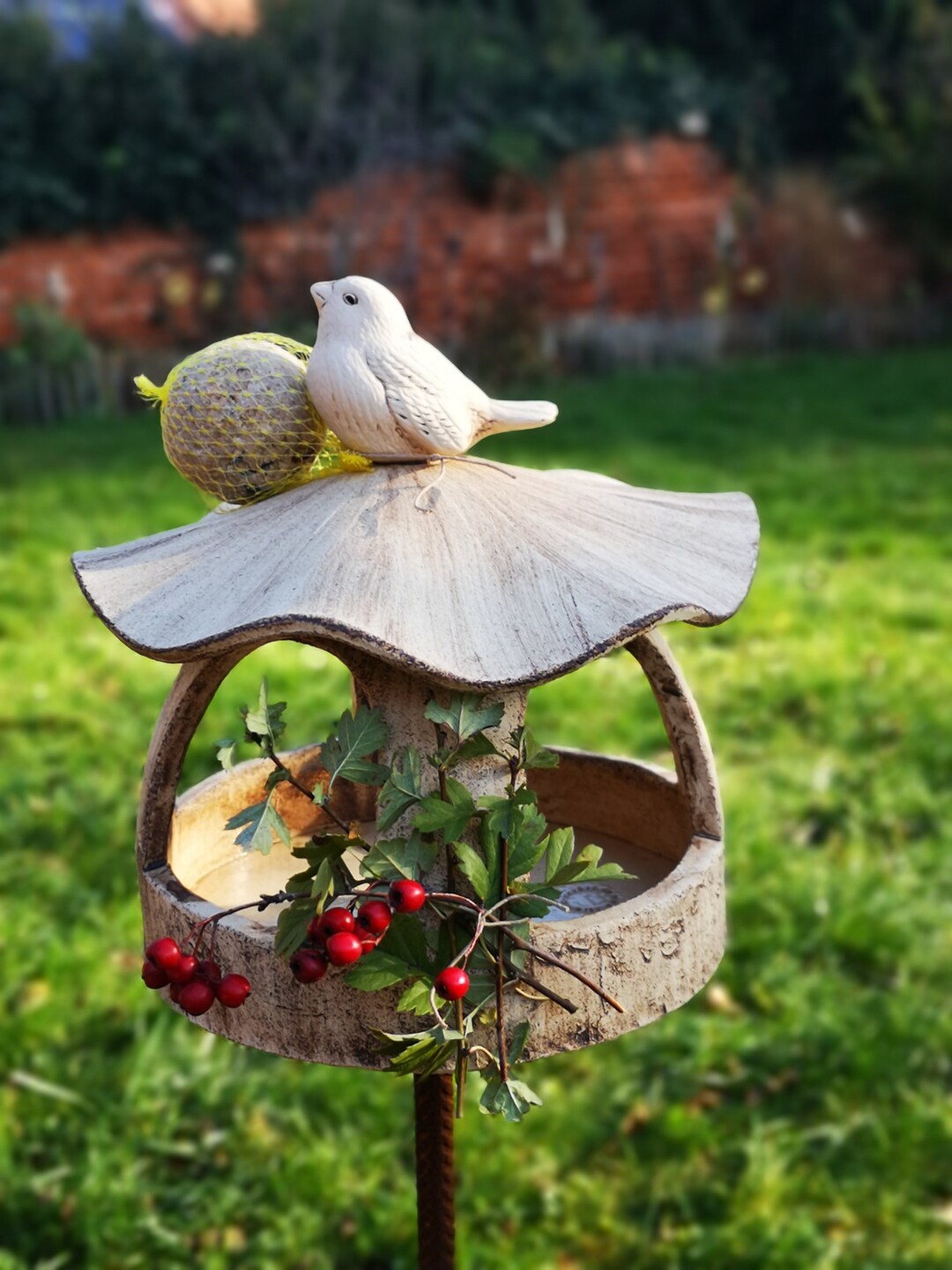 Vogelhaus Keramik natur, Keramikvogelhaus zum stecken oder hinstellen